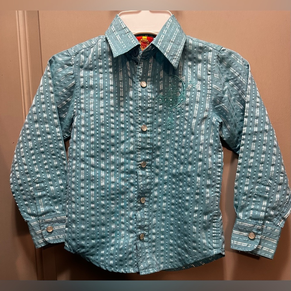 Platini Jeans Cougar Size 6 Fancy Embroidered Western Shirt EUC